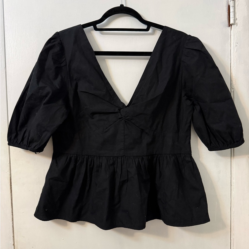Gap Black Puff Sleeve Top